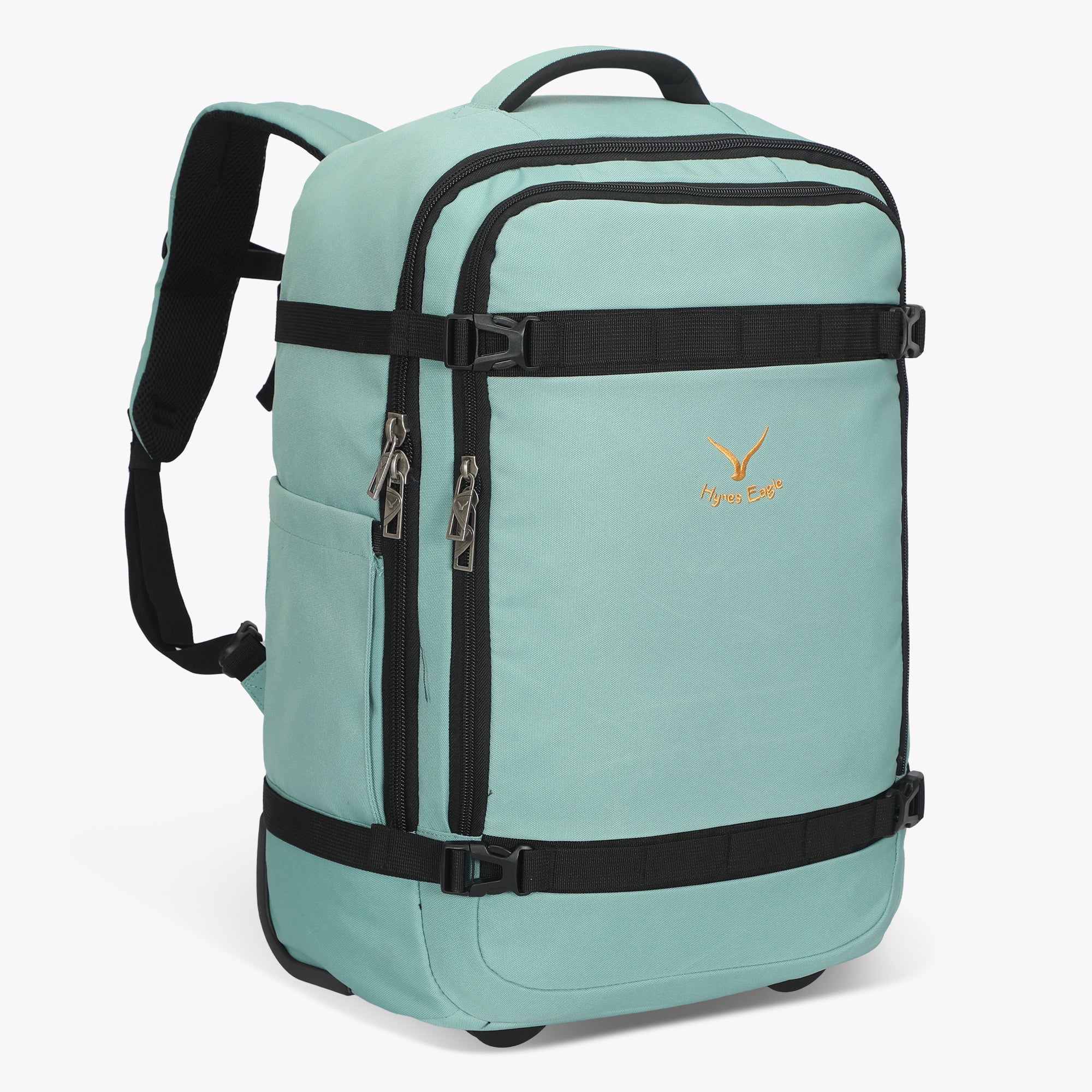 Hynes Eagle 42L Rolling Backpack Carry-On – 2-Wheel Travel Suitcase with Laptop Sleeve, TSA Approved