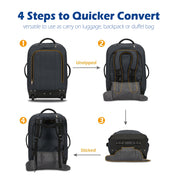 Hynes Eagle 63L Rolling Backpack x 3-Piece Packing Cube Set – 3-in-1 Travel Luggage with USB Port