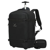 Hynes Eagle 42L Rolling Backpack – 2-Wheel Carry-On Luggage – Convertible Backpack Travel Bag + Puffer Wristlet Wallet