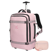 Hynes Eagle 42L Rolling Backpack – 2-Wheel Carry-On Luggage – Convertible Backpack Travel Bag + Puffer Wristlet Wallet