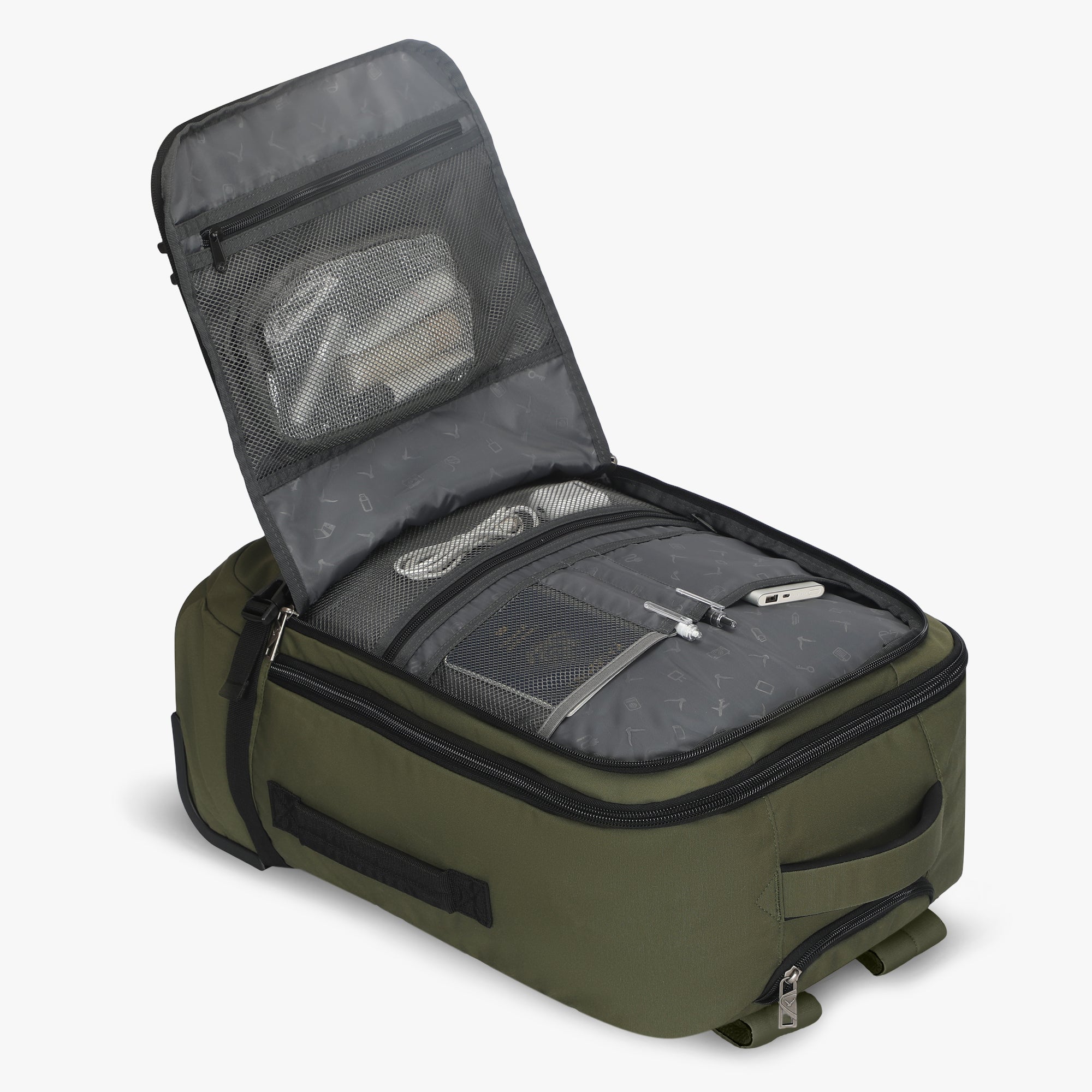 Hynes Eagle 42L Rolling Backpack Carry-On – 2-Wheel Travel Suitcase with Laptop Sleeve, TSA Approved