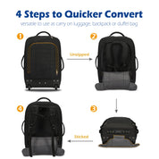 Hynes Eagle 63L Rolling Backpack x 3-Piece Packing Cube Set – 3-in-1 Travel Luggage with USB Port