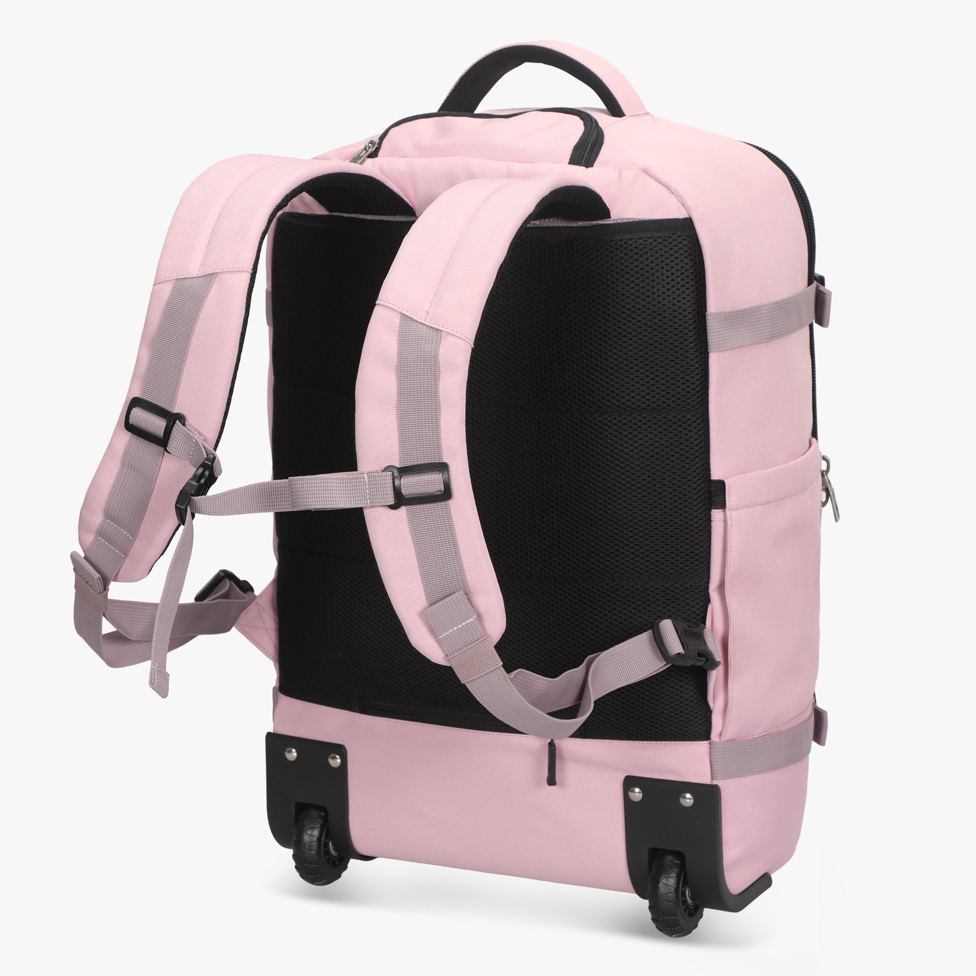 Hynes Eagle 42L Rolling Backpack – 2-Wheel Carry-On Luggage – Convertible Backpack Travel Bag + Puffer Wristlet Wallet