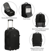 Hynes Eagle 63L Rolling Backpack x 3-Piece Packing Cube Set – 3-in-1 Travel Luggage with USB Port