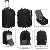 Hynes Eagle 63L Rolling Backpack x 3-Piece Packing Cube Set – 3-in-1 Travel Luggage with USB Port