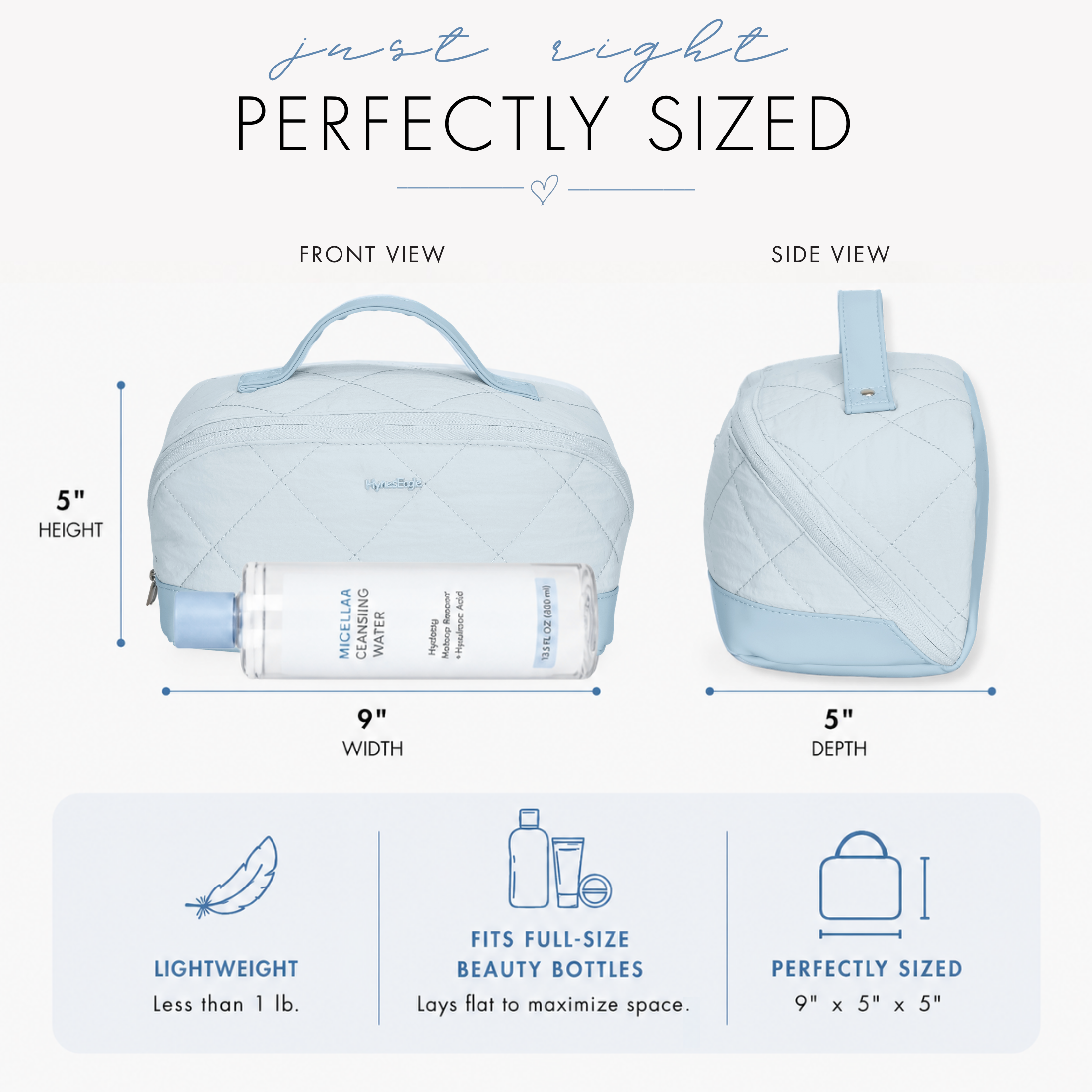 Quilted Makeup Bag Organizer – Structured Base – Hynes Eagle