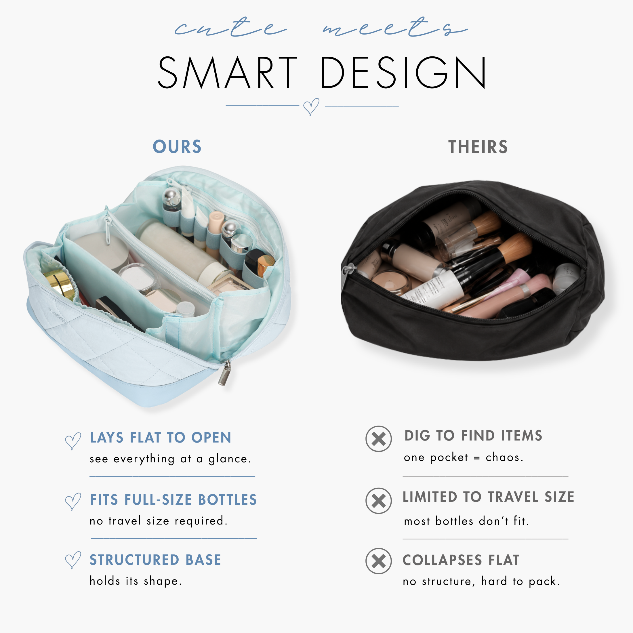 Quilted Makeup Bag Organizer – Structured Base – Hynes Eagle