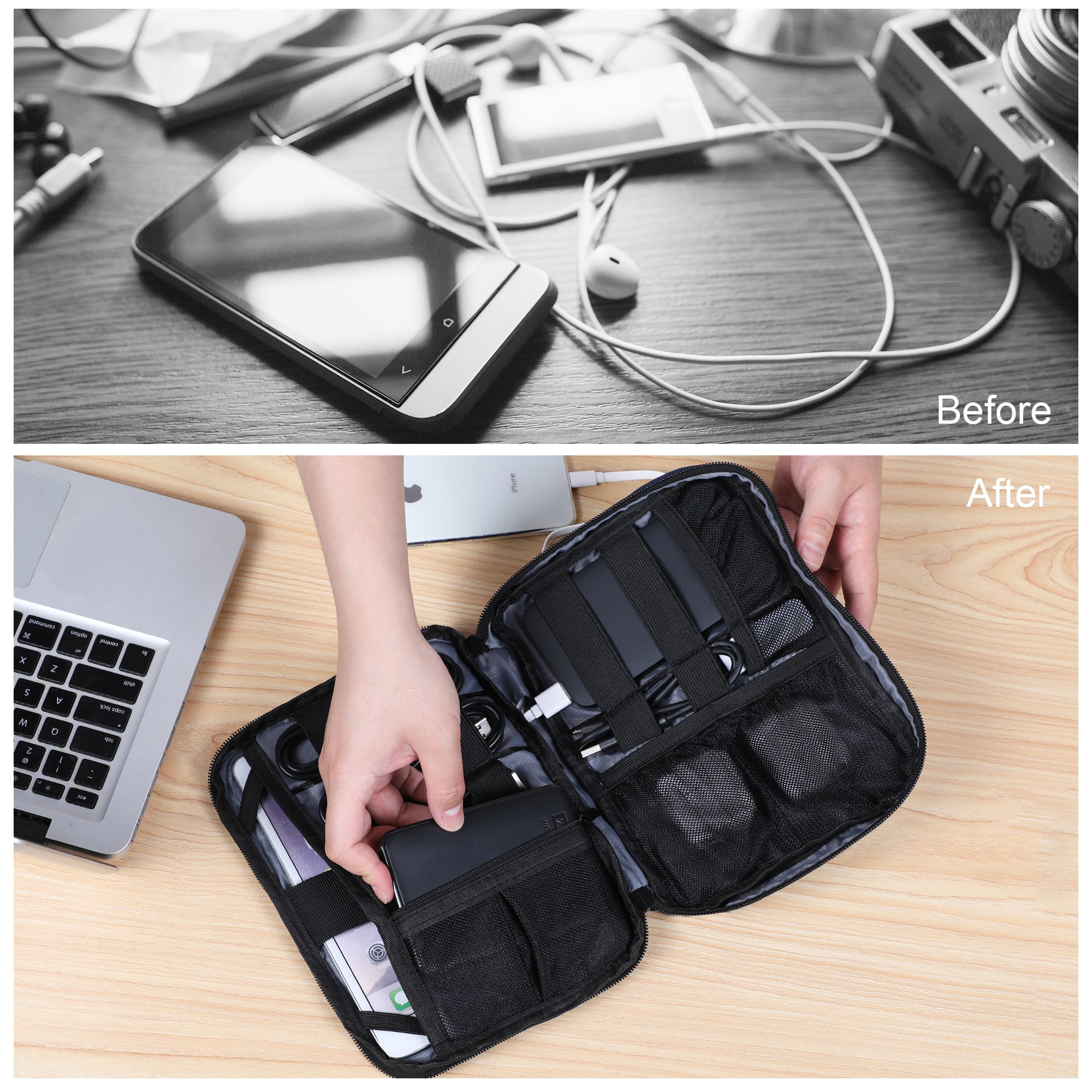 Cable Organizer With Strap 10.5 inch Navy Blue