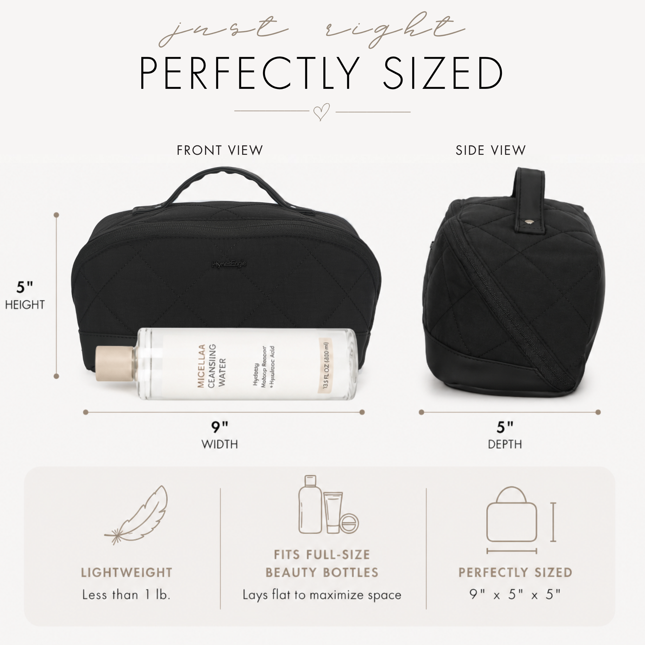 Quilted Makeup Bag Organizer – Structured Base – Hynes Eagle