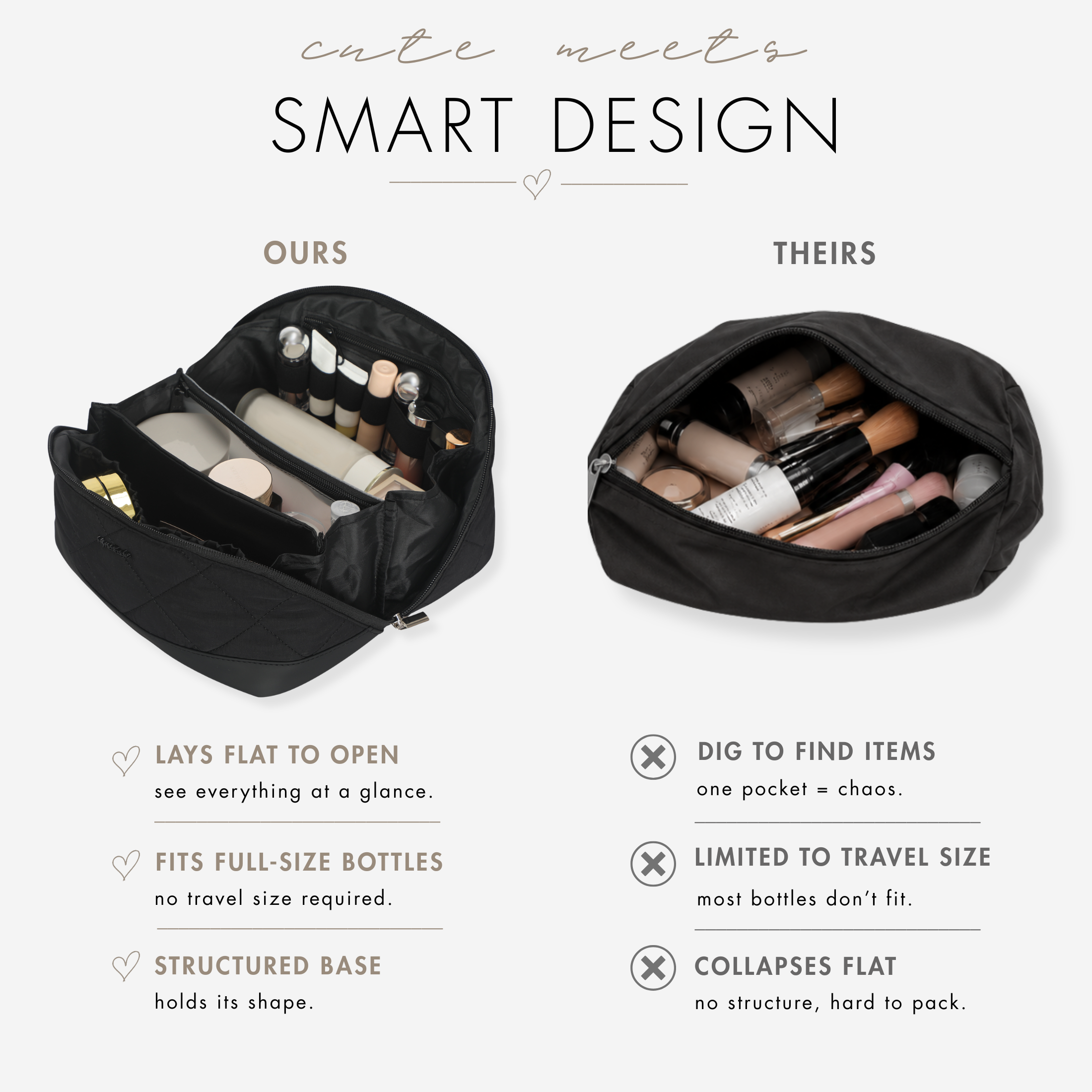 Quilted Makeup Bag Organizer – Structured Base – Hynes Eagle