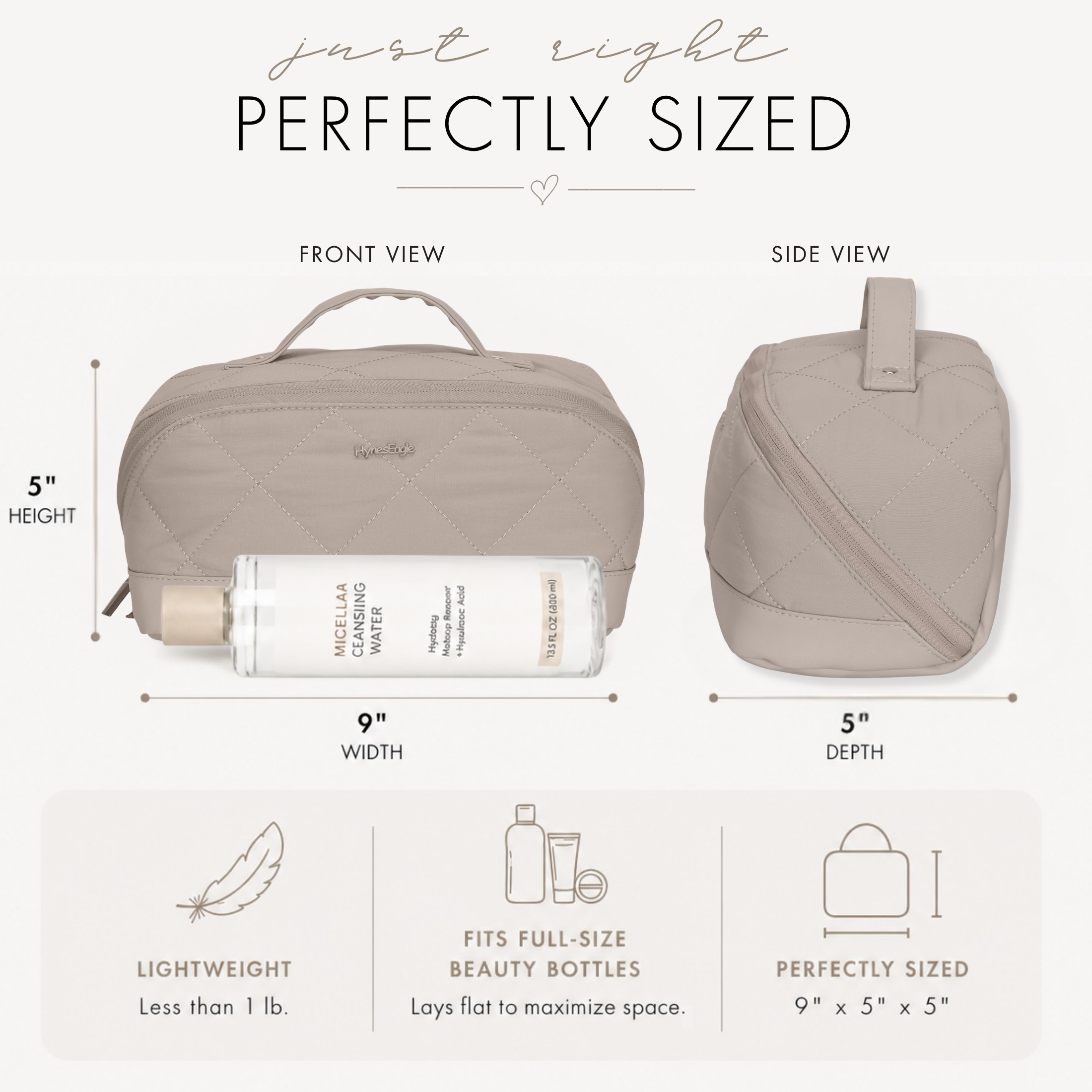 Quilted Makeup Bag Organizer – Structured Base – Hynes Eagle