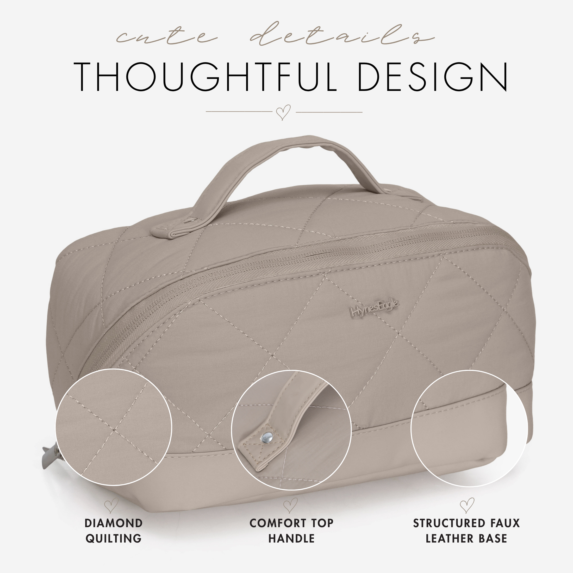 Quilted Makeup Bag Organizer – Structured Base – Hynes Eagle