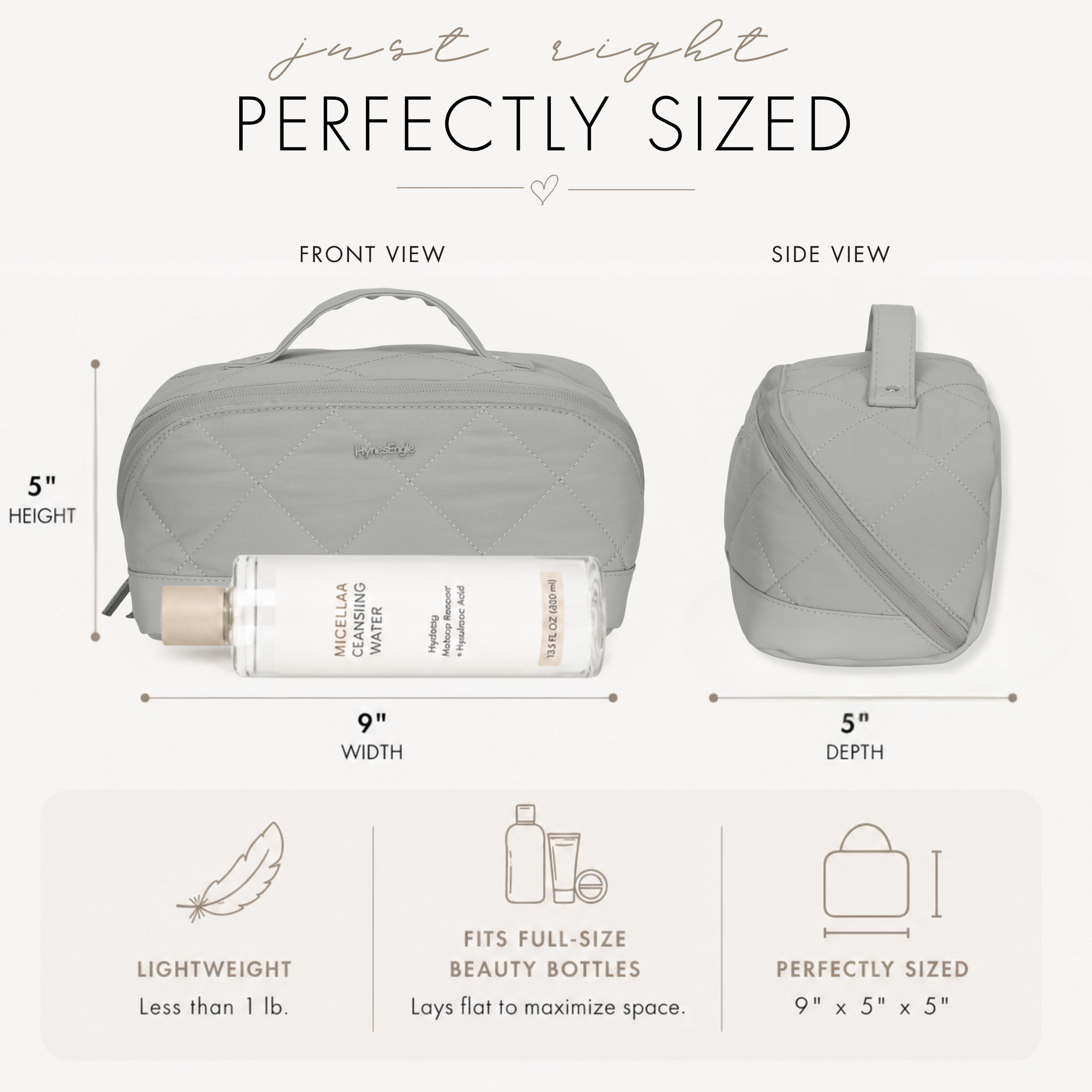 Quilted Makeup Bag Organizer – Structured Base – Hynes Eagle