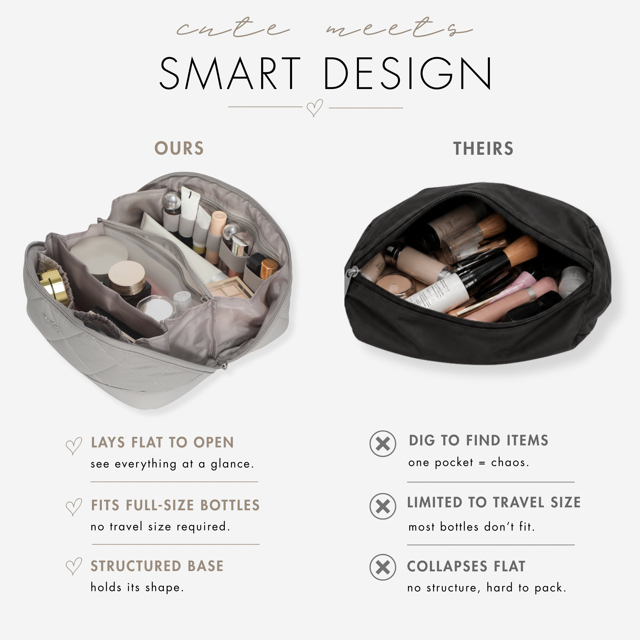 Quilted Makeup Bag Organizer – Structured Base – Hynes Eagle