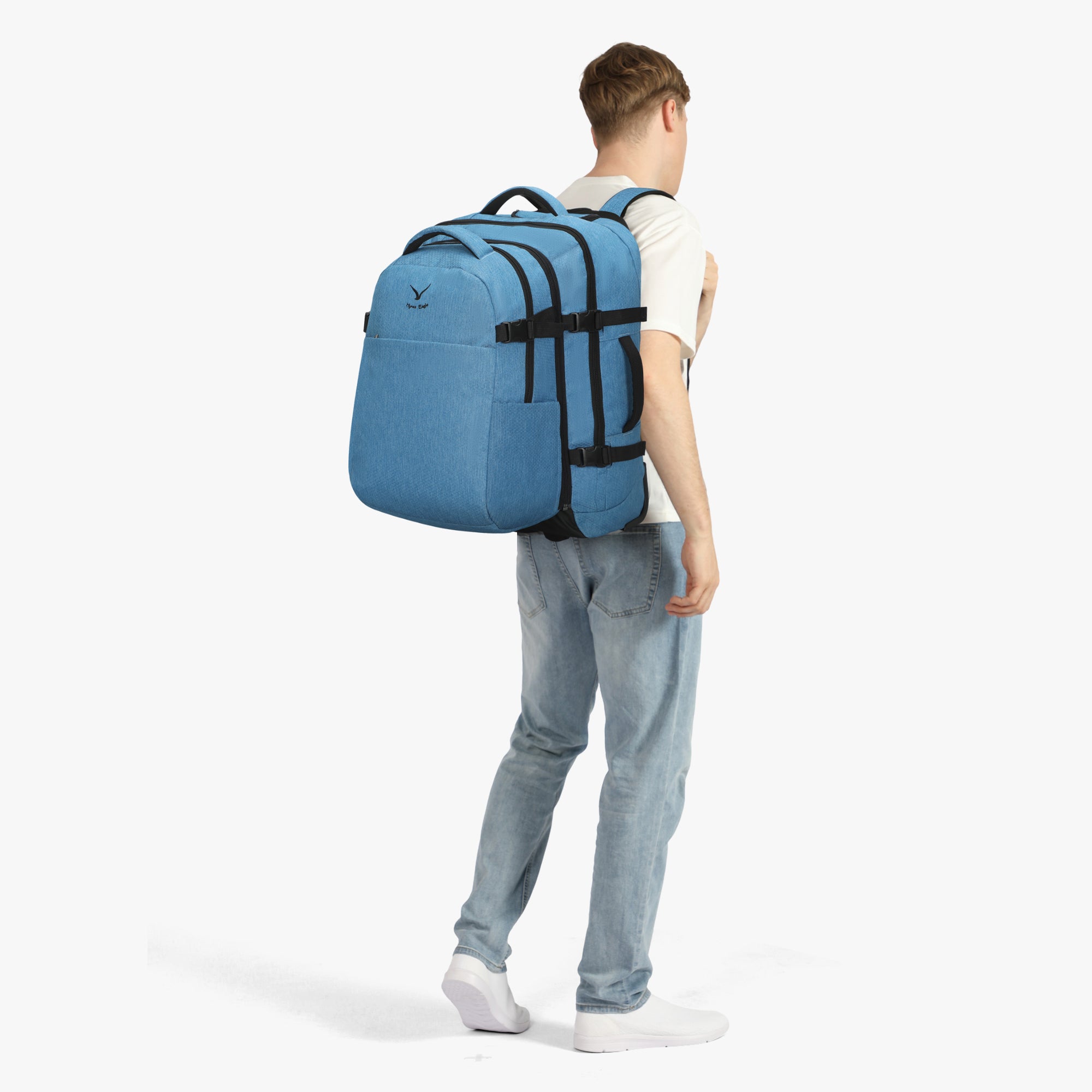 Hynes Eagle 63L Rolling Backpack x 3-Piece Packing Cube Set – 3-in-1 Travel Luggage with USB Port