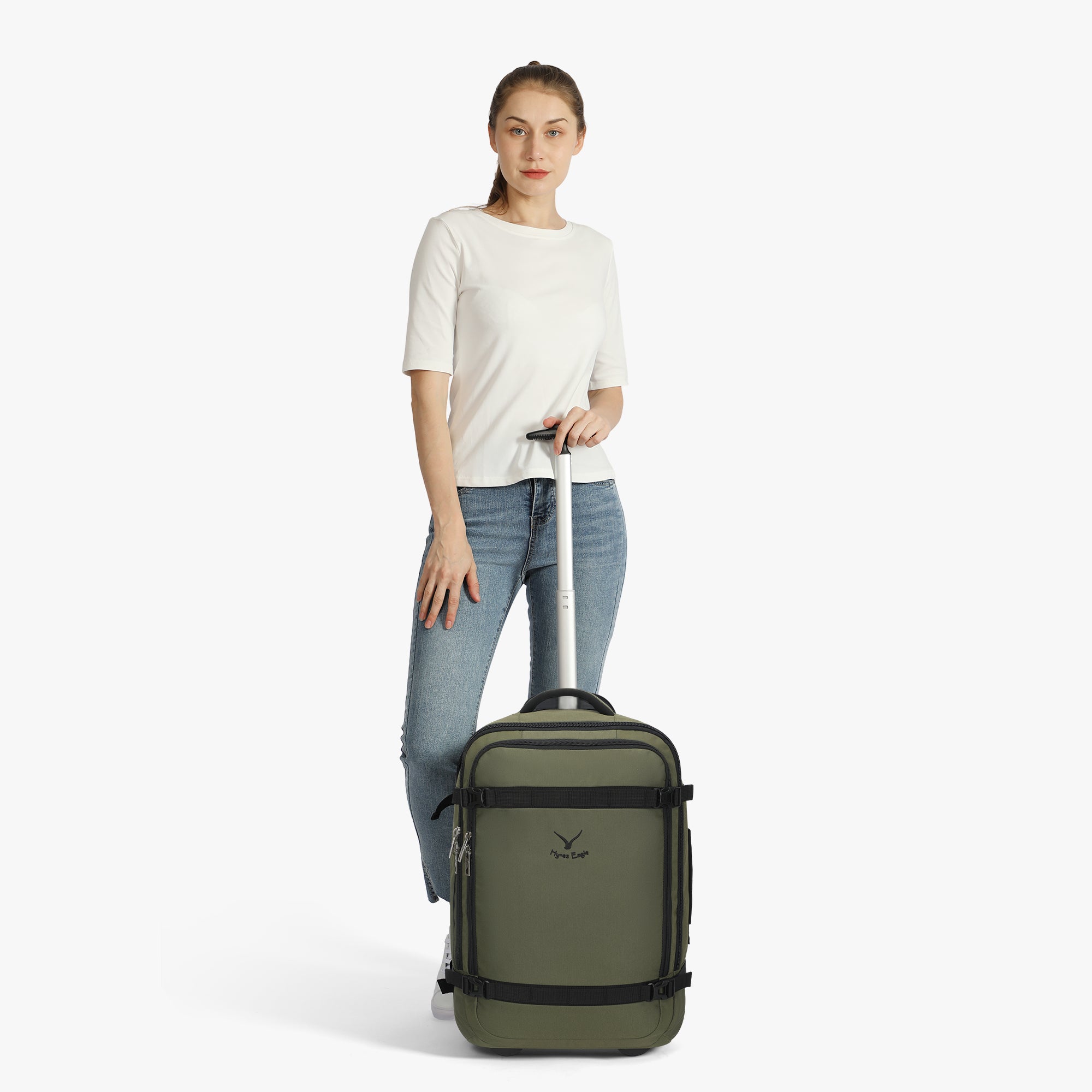 Hynes Eagle 42L Rolling Backpack – 2-Wheel Carry-On Luggage – Convertible Backpack Travel Bag with Laptop Sleeve