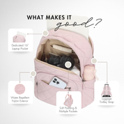 Hynes Eagle 20L Quilted Laptop Backpack – Lightweight Water-Resistant Nylon Travel & Work Backpack with 16" Laptop Sleeve