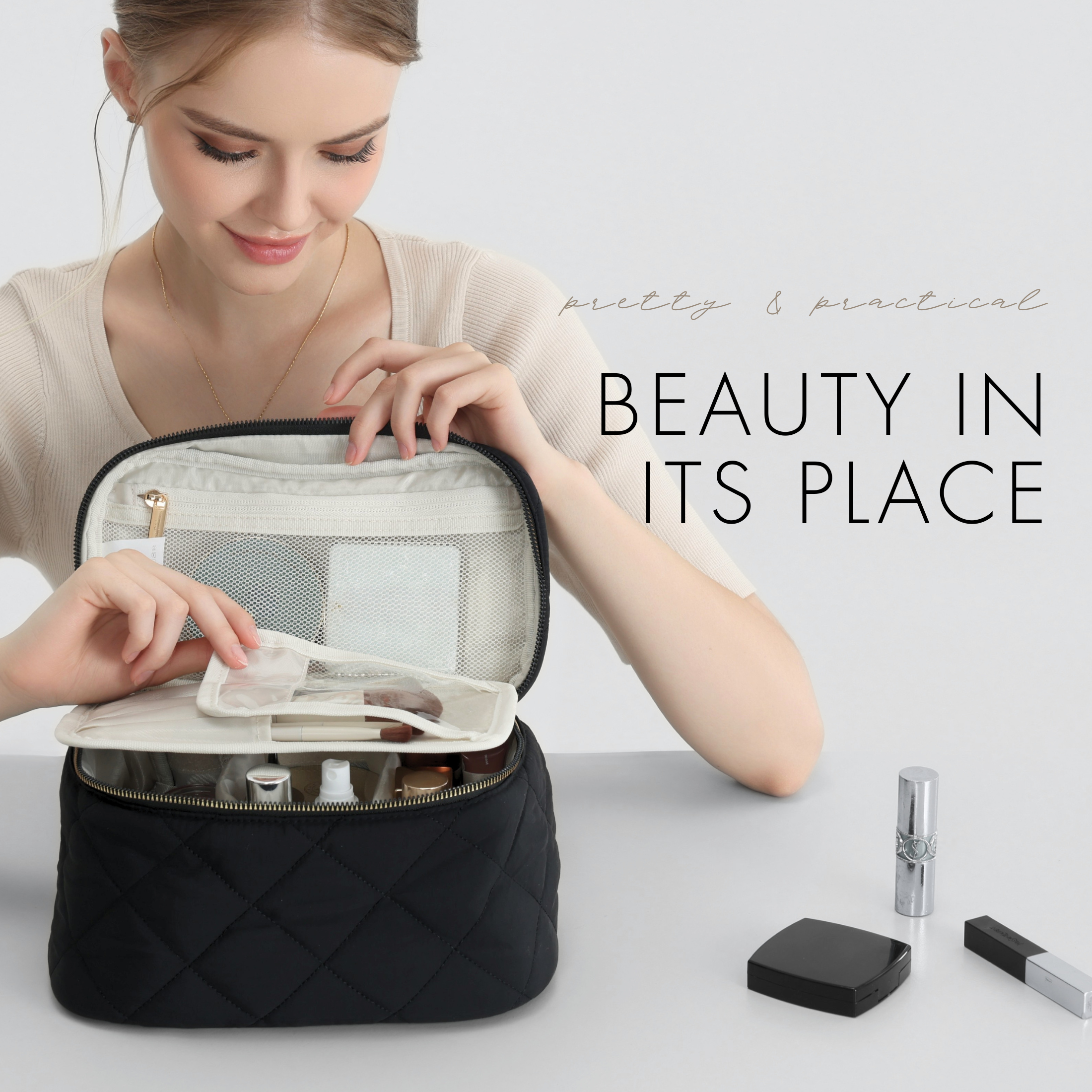 Quilted Top Handle Makeup Bag – Hynes Eagle