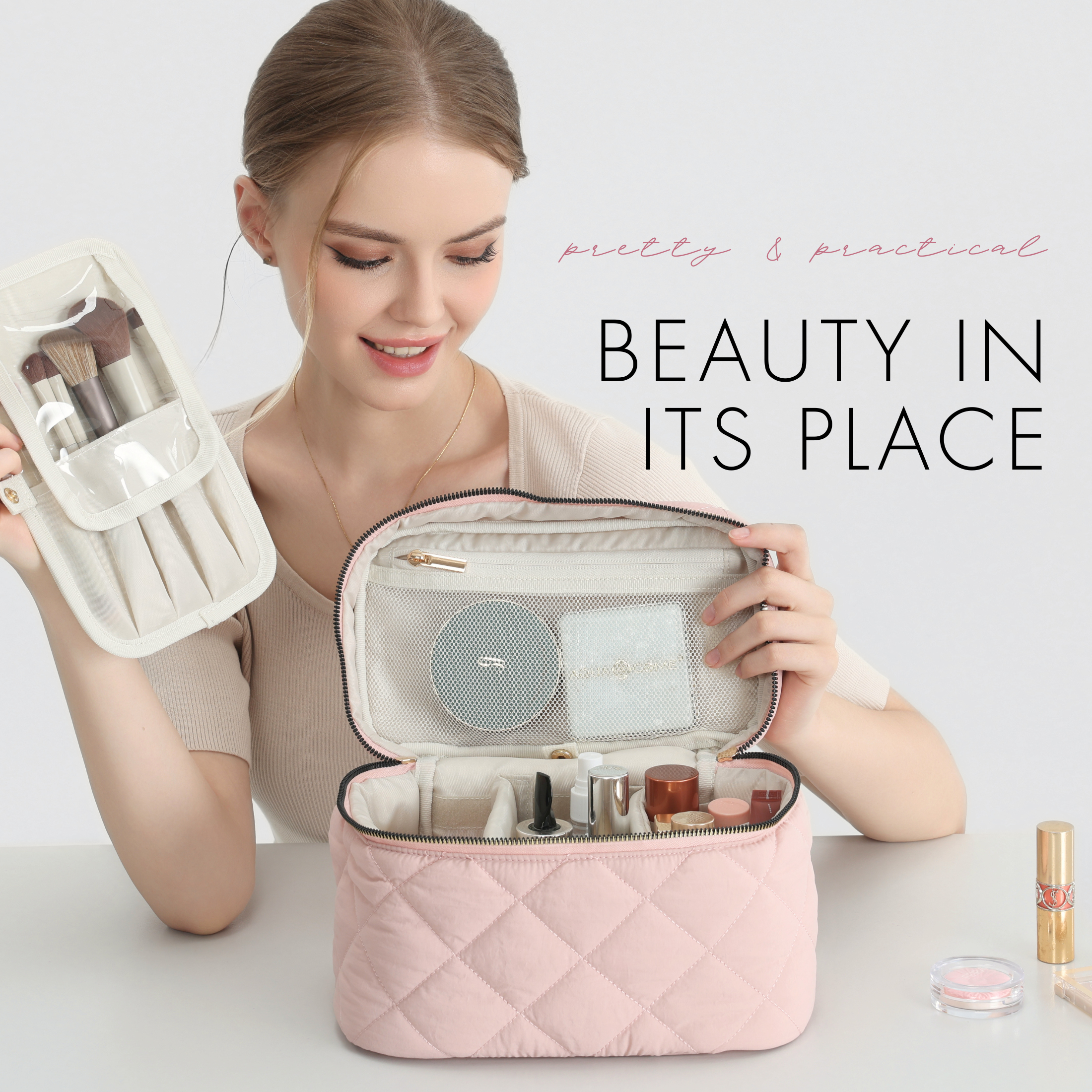 Quilted Top Handle Makeup Bag – Hynes Eagle