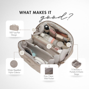 Hynes Eagle Women Quilted Makeup & Toiletry Organizer – Water-Resistant Travel Cosmetic Bag