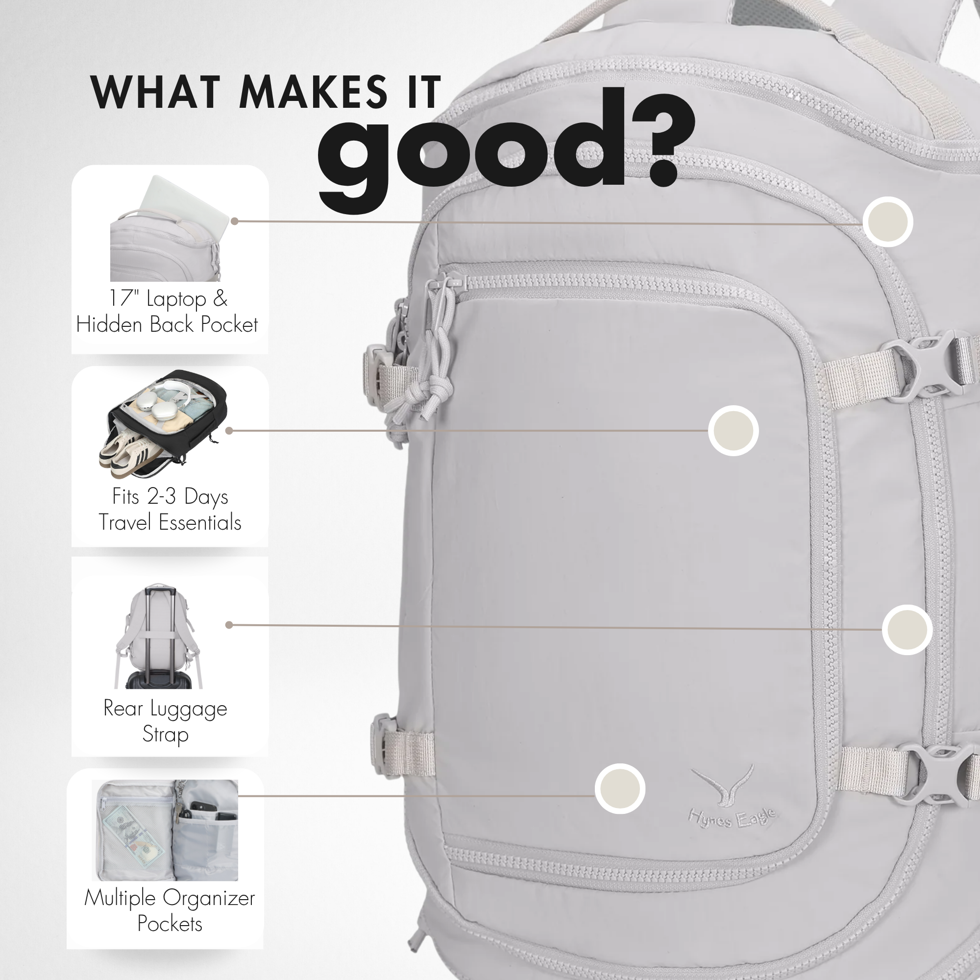 Hynes Eagle 20L Lifestyle Backpack – Lightweight Everyday Backpack with Laptop Sleeve & Shoe Compartment