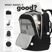 Hynes Eagle 30L Hybrid Travel Backpack – Lightweight Weekender Carry-On with Laptop Sleeve & Luggage Strap