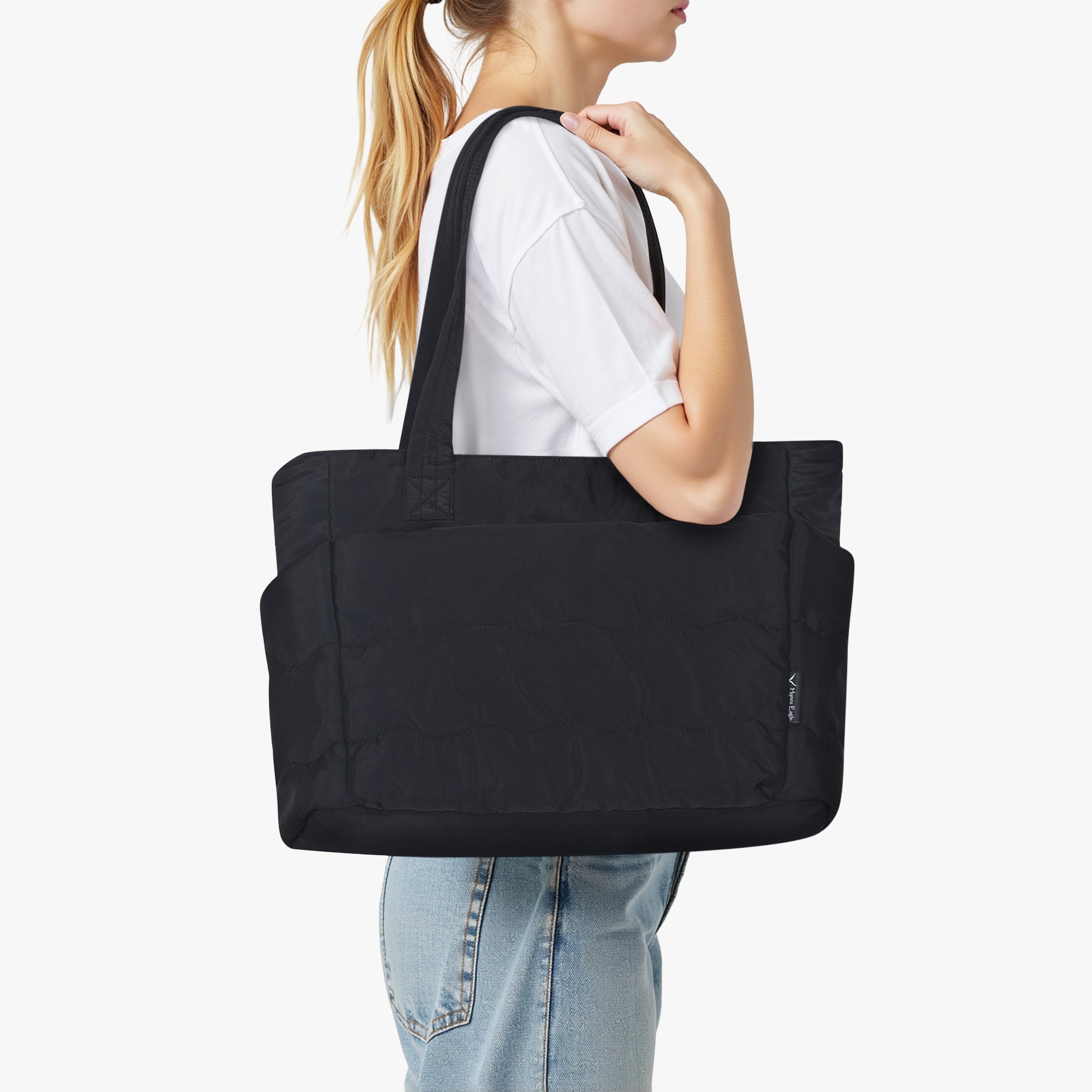 Hynes Eagle 20L Puffy Tote Bag – Lightweight Water-Resistant Work & Gym Bag with Laptop Sleeve, Luggage Strap & Smart Pockets