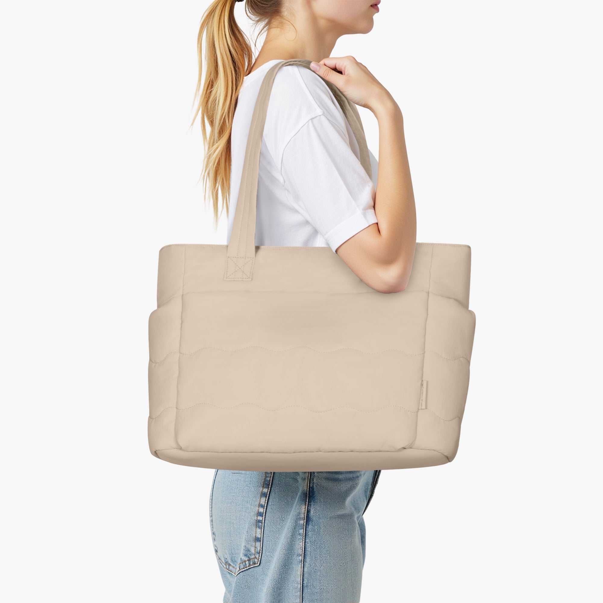 Hynes Eagle 20L Puffy Tote Bag – Lightweight Water-Resistant Work & Gym Bag with Laptop Sleeve, Luggage Strap & Smart Pockets