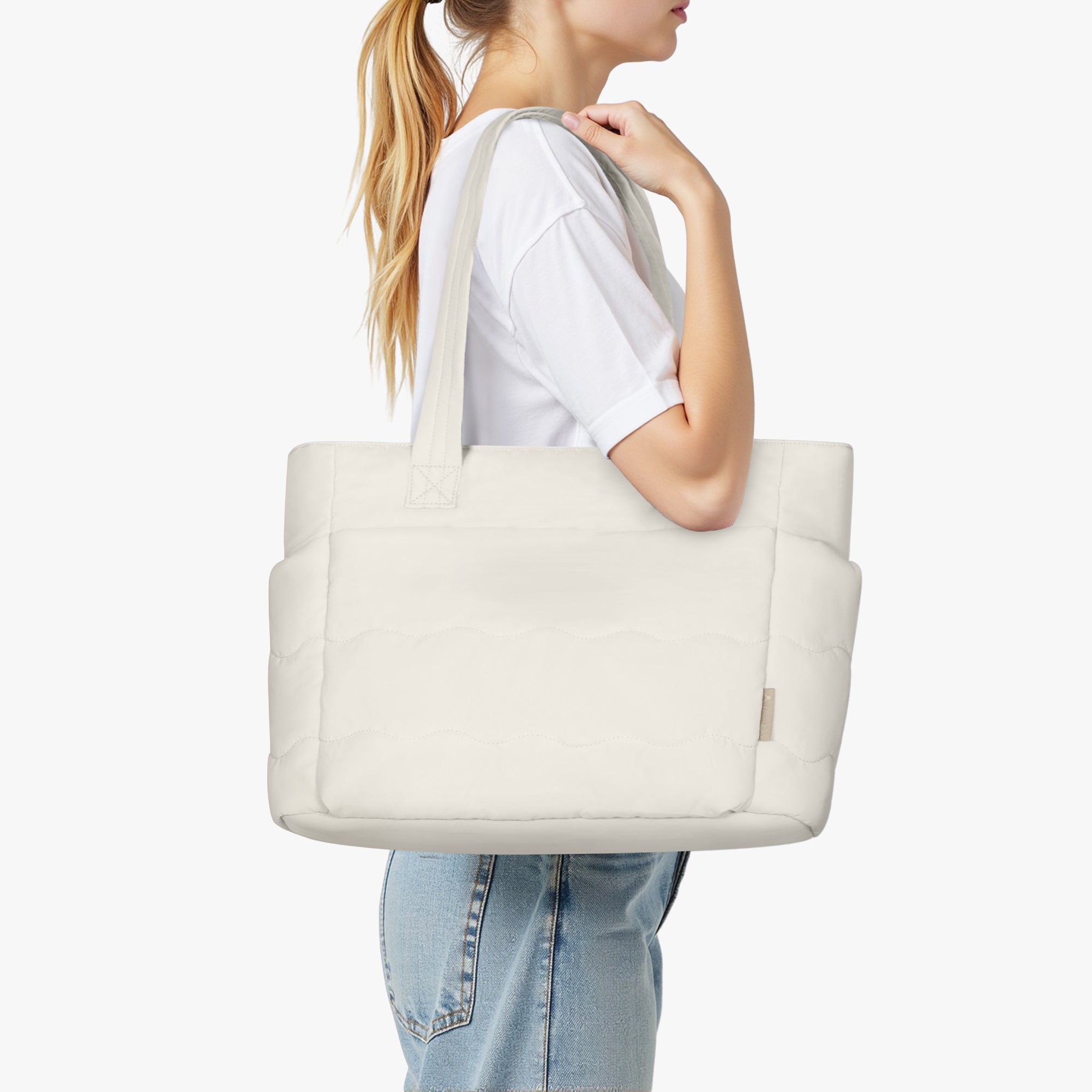 Hynes Eagle 20L Puffy Tote Bag – Lightweight Water-Resistant Work & Gym Bag with Laptop Sleeve, Luggage Strap & Smart Pockets