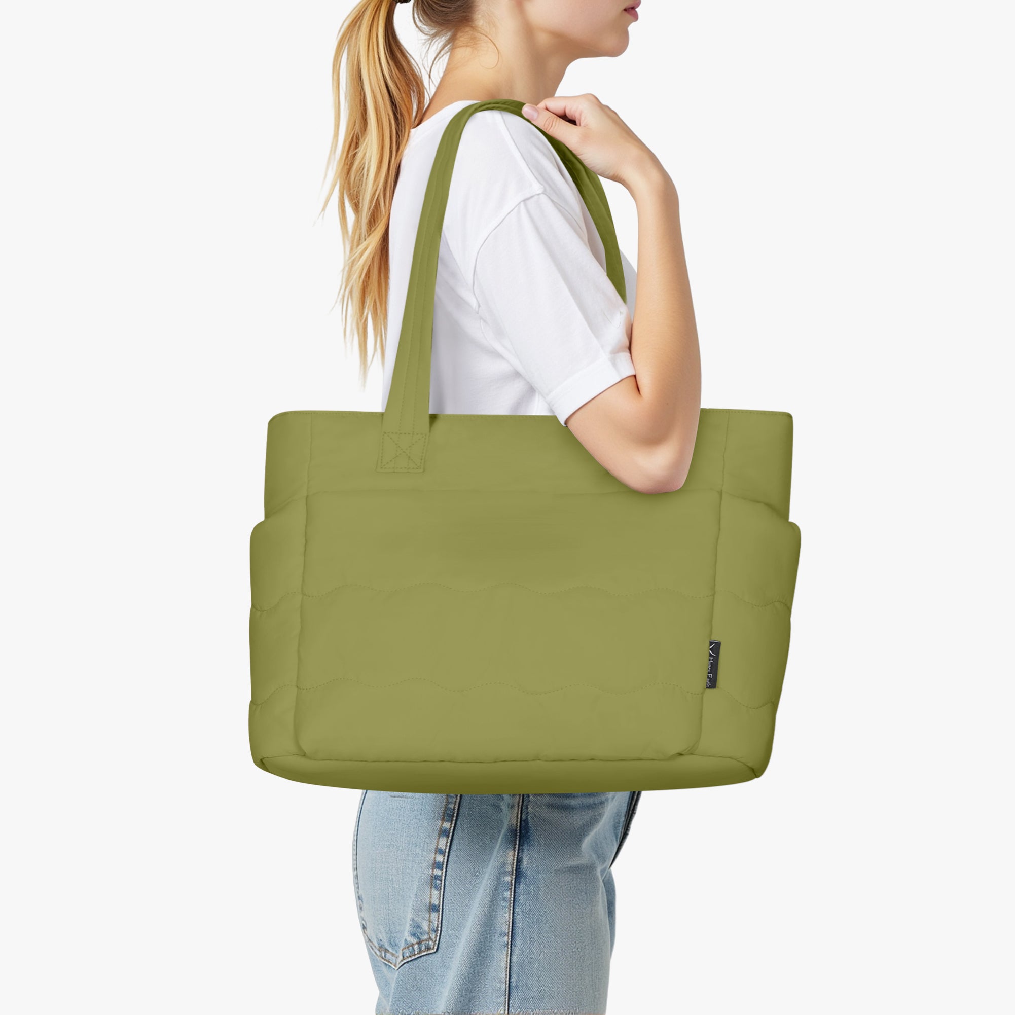 Hynes Eagle 20L Puffy Tote Bag – Lightweight Water-Resistant Work & Gym Bag with Laptop Sleeve, Luggage Strap & Smart Pockets