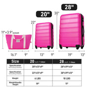 Hardshell Luggage Sets 2Pcs + Bag Spinner Suitcase with TSA Lock Lightweight 20" + 28"