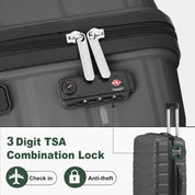 V-shaped stripe 3-in-1 PP trolley case 20in 24in 28in PP iron trolley classic color - dark gray (grain pattern)