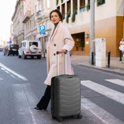 V-shaped stripe 3-in-1 PP trolley case 20in 24in 28in PP iron trolley classic color - dark gray (grain pattern)