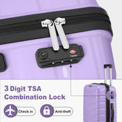 V-shaped stripes 4-piece set with PP handbag PP trolley case 14in 20in 24in 28in PP iron trolley fashionable color - taro purple (grain pattern)