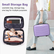 V-shaped stripes 4-piece set with PP handbag PP trolley case 14in 20in 24in 28in PP iron trolley fashionable color - taro purple (grain pattern)