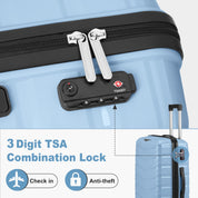 V-shaped stripes 4-piece suitcase with PP handbag PP trolley case 14in 20in 24in 28in PP iron trolley fashionable color - sky blue (grain pattern)