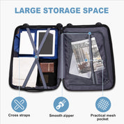 V-shaped stripes 4-piece suitcase with PP handbag PP trolley case 14in 20in 24in 28in PP iron trolley fashionable color - sky blue (grain pattern)