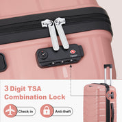 V-shaped stripes 4-piece suitcase with PP handbag PP trolley case 14in 20in 24in 28in PP iron trolley fashionable color - rose gold (grain pattern)