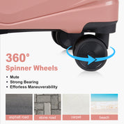 V-shaped stripes 4-piece suitcase with PP handbag PP trolley case 14in 20in 24in 28in PP iron trolley fashionable color - rose gold (grain pattern)