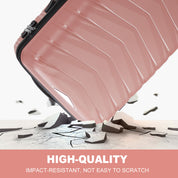 V-shaped stripes 4-piece suitcase with PP handbag PP trolley case 14in 20in 24in 28in PP iron trolley fashionable color - rose gold (grain pattern)