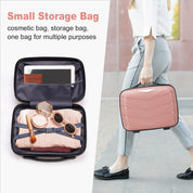 V-shaped stripes 4-piece suitcase with PP handbag PP trolley case 14in 20in 24in 28in PP iron trolley fashionable color - rose gold (grain pattern)