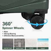 V-shaped stripes 3-in-1 PP trolley case 20in 24in 28in PP iron trolley classic color - dark green (grain pattern)