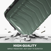 V-shaped stripes 3-in-1 PP trolley case 20in 24in 28in PP iron trolley classic color - dark green (grain pattern)