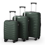 V-shaped stripes 3-in-1 PP trolley case 20in 24in 28in PP iron trolley classic color - dark green (grain pattern)
