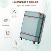 20 IN Hardside Luggage with Cosmetic Case , 2 Piece Lightweight Suitcase Set with Spinner Wheels, Carry on Vintage Luggage,Green