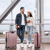 3-in-1 suitcase vertical stripes trolley case 20in 24in 28in ABS PC fashion color 02-rose gold