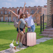3-in-1 suitcase vertical stripes trolley case 20in 24in 28in ABS PC fashion color 02-rose gold