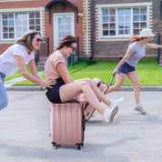 3-in-1 suitcase vertical stripes trolley case 20in 24in 28in ABS PC fashion color 02-rose gold