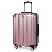3-in-1 suitcase vertical stripes trolley case 20in 24in 28in ABS PC fashion color 02-rose gold