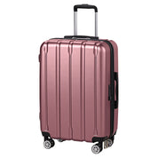 3-in-1 suitcase vertical stripes trolley case 20in 24in 28in ABS PC fashion color 02-wine red